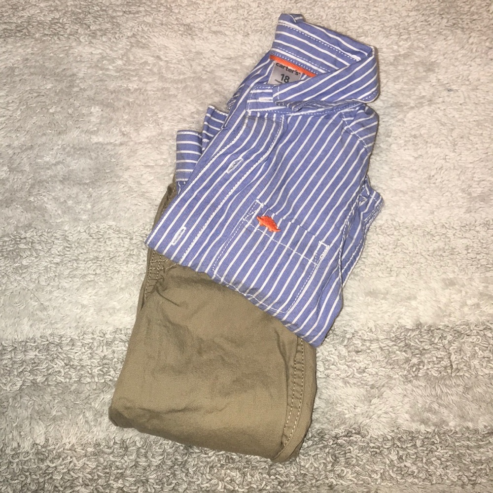 Carter’s button up collar shirt and khaki pants